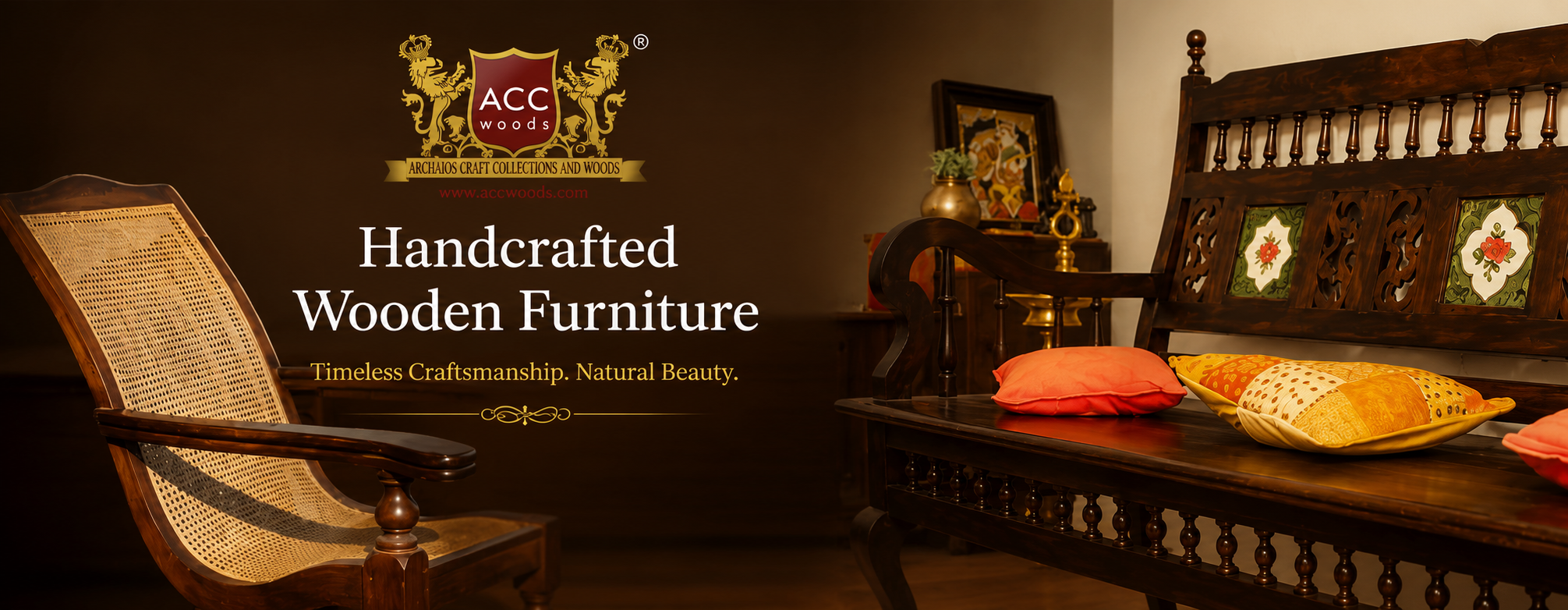 ACC Woods handcrafted wooden furniture banner